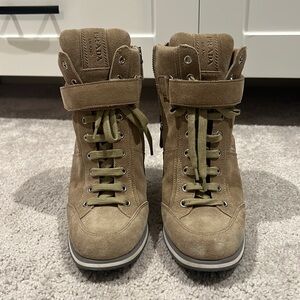 Prada Laced Wedged Booties